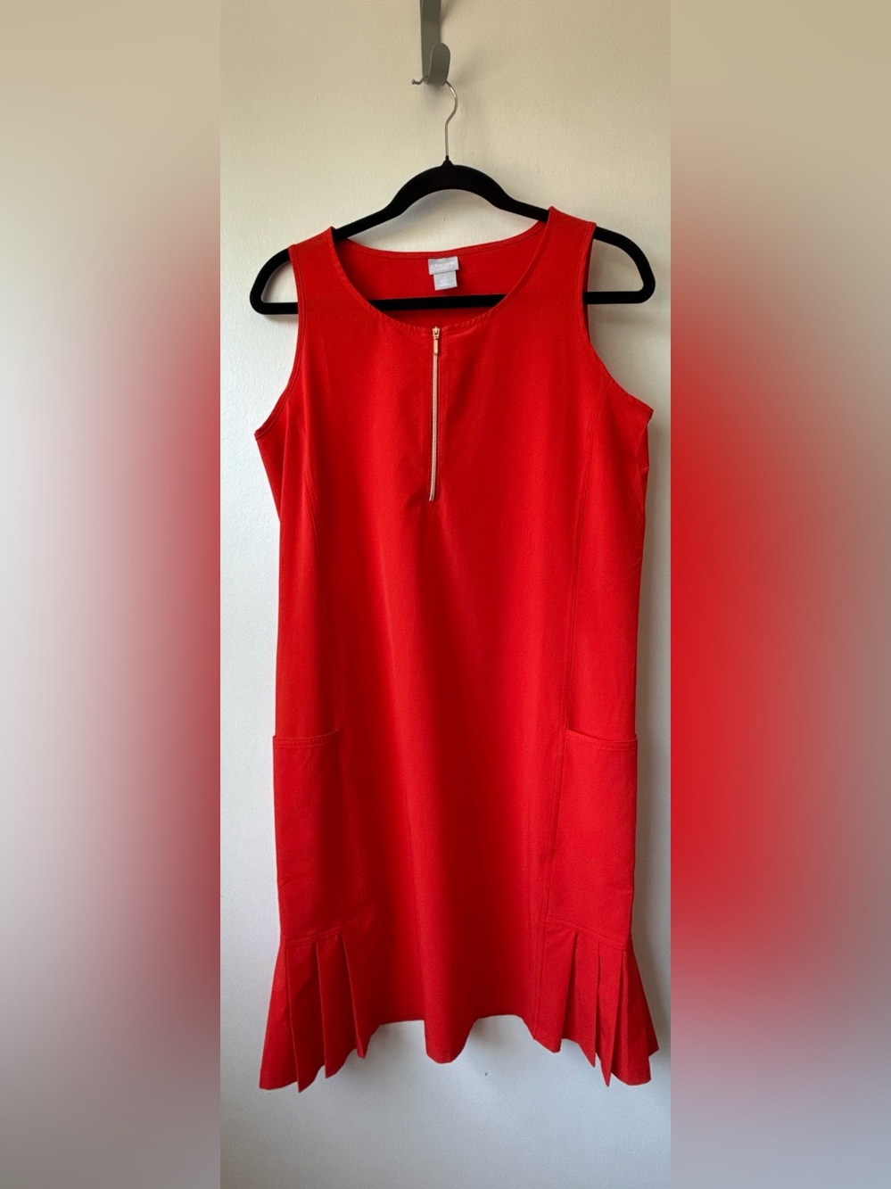 Chico's Zenergy Zen Sport Side Pleat Sport Dress Orange-Red
